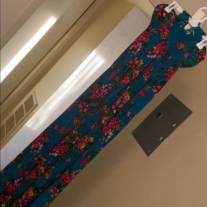 Teal floral dress